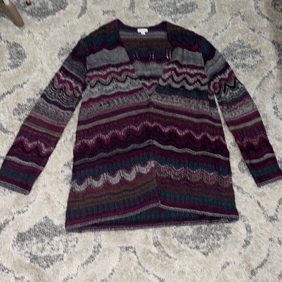 J.Jill Multicolor Cardigan  Long Sleeve Knit Sweater NWOT - Picture 6 of 9